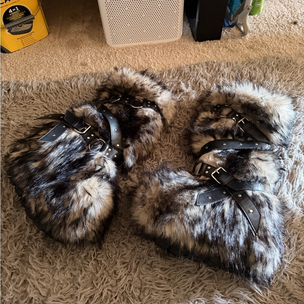 Wild Instincts Faux Fur Winter Boots with Buckle Straps